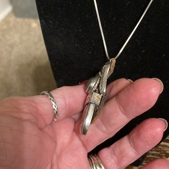 Remade old 10K and Sterling watch band necklace - Picture 3 of 16